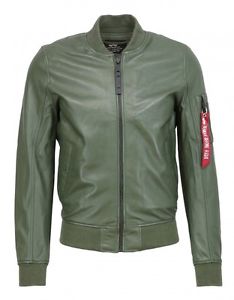 Alpha Industries Giacca In Pelle Uomo MA-1 LW II Verde Scuro