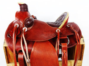 HEAVY DUTY 17" LEATHER WESTERN WADE ROPING RANCH COWBOY HORSE SADDLE TACK