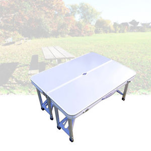 Aluminum Folding Camping Picnic Table 4 Seats Chairs Outdoor Party Camp