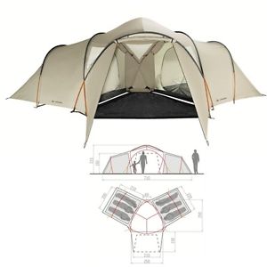Vaude Badawi Long 6P sand geräumiges Zelt für 6 Personen in beige Familienzelt