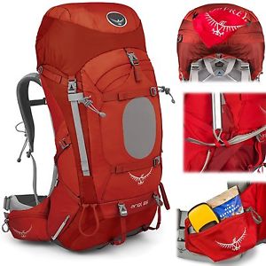 OSPREY Womens Ariel AG 65L Rucksack Red Backpacking Bag Hiking Travel