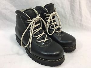 VINTAGE LIMMER BLACK LEATHER Mens 7 MOUNTAINEERING Hiking Boots Shoes GERMANY
