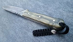 Einzelstück Messer aus alter Feile mit Hamon und Griff aus Ivory Military  (CAM)