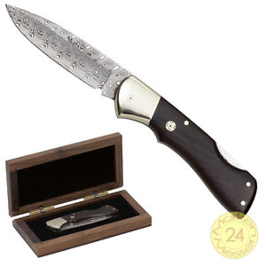 Muela Taschenmesser rostfreier Damast Sammler Messer mit edler Holzbox