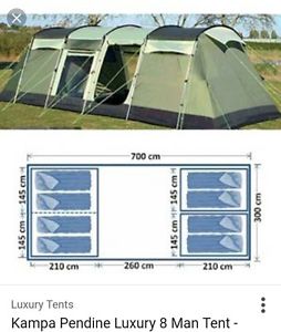 Kampa Pendine 8 berth person man camping family tent with additional canopy