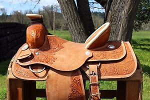 16" HEAVY DUTY ROPING RANCH COWBOY WESTERN COWHIDE LEATHER HORSE WADE SADDLE