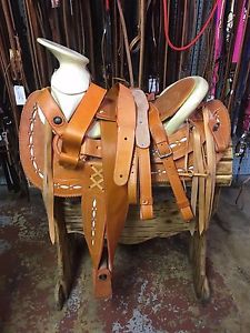 15" Montura Charra Brown- Mexican - Horse Saddle - Navajeada - #27258