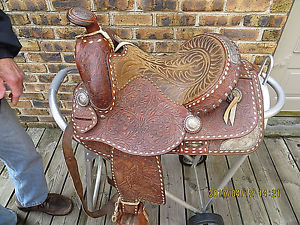 ANTIQUE WESTERN SHOW SADDLE CUSTOM BY WINDY RYAN, FORT WORTH YOUTH 12 1/2 SIZE