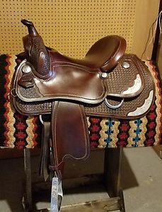 Custom 15" Shawna Sapergia reining saddle. Western dressage.