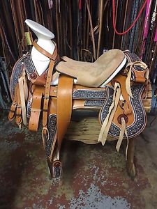 16" Montura Charra Brown - Mexican - Horse Saddle - Navajeada - #27389