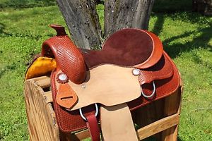 16" ROUGH OUT WESTERN LEATHER COWBOY HORSE PLEASURE TRAIL RANCH SADDLE TACK