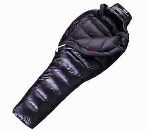 Shiny nylon mummy sleeping bag goose down filling wet-look outdoor camping