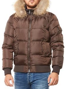 BOMBOOGIE GIACCA PIUMINO DA UOMO JM 603 TNIW INSERTI IN PELLICCIA MARRONE SCURO