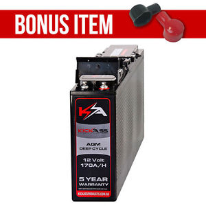 KickAss 12V 170AH Slim-Line Deep Cycle AGM Battery 4x4 Dual Battery Camping
