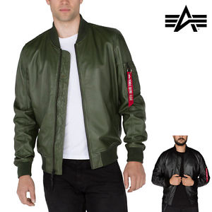 Alpha Industries Giacca Uomo MA-1 Pelle LW II VERO CUOIO Giacca bomber giacca