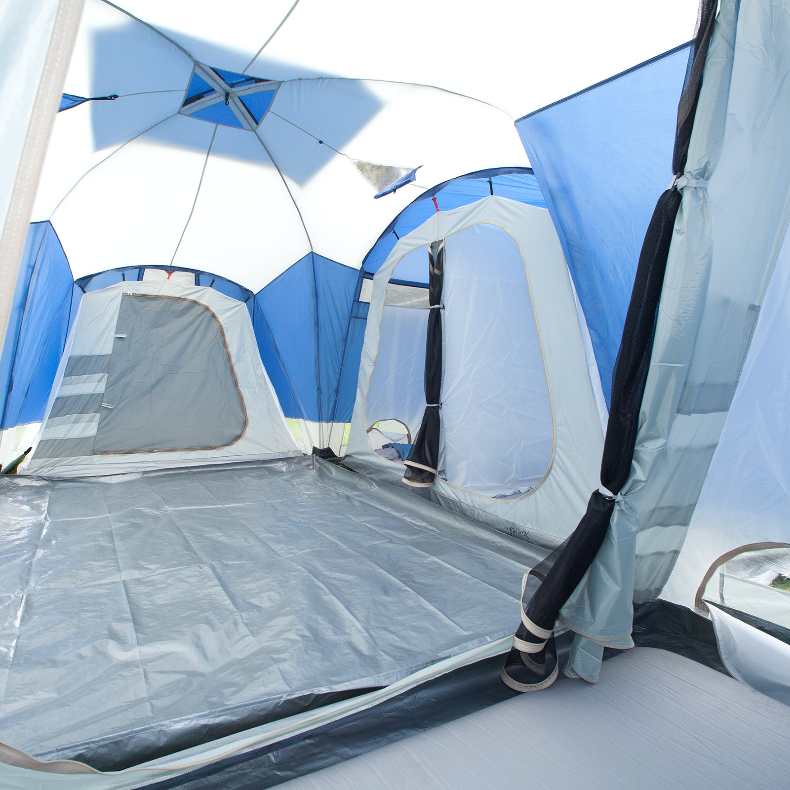 skandika Nimbus 8 Personen Familienzelt 4 Kabinen Moskitonetz blau Neu