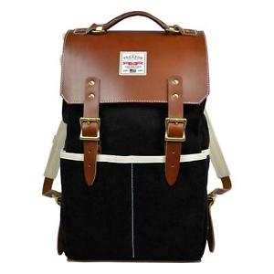 Black Backpack With Leather Lid and straps