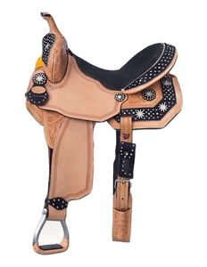 Silver Royal Western Saddle Silver Dots 15" Light Oil Black SR2765