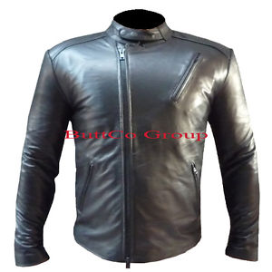 IRON MAN 1 ROBERT DOWNEY JR TONY SARK SLIM NERO Giacca in pelle di mucca