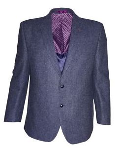 SCOTT UOMO PURO NUOVO Classico Navy Waffle SEMI tinta unita tweed