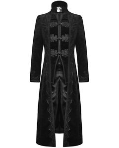 PUNK RAVE uomo cappotto giacca lungo velluto nero gotico steampunk Aristocrat