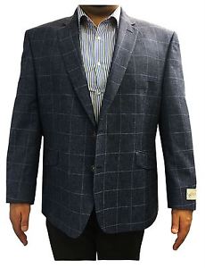 SCOTT UOMO lino misto oltre quadri Sport Giacca in blu Taglia 50 to 60, S/ R/ L