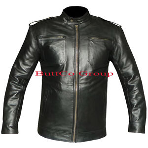 PERSONALIZZATO NERO PER UOMO ORIGINALE PELLE PECORA giacca. senza