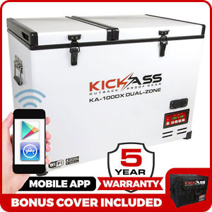 KickAss 89L 12V Portable Dual Zone Fridge & Freezer 4WD + iPhone App EvaKool