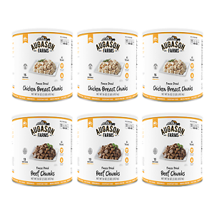 Augason Farms Freeze Dried Meat Variety Kit #10 Can 6-Pack