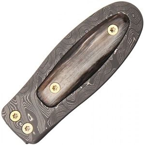 Lion Steel Money Clip Damascus Ram Horn