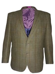 SCOTT UOMO PURO NUOVO LANA Window tweed a scacchi SPORT Giacca in verde