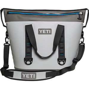 YETI Hopper™ 40 Ice Chest Cooler Beverage Fog Gray Tahoe Blue Outdoor Fishing