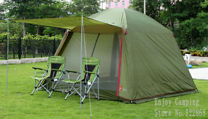 Large space 5-8person double layers camping tent with one pair of door poles