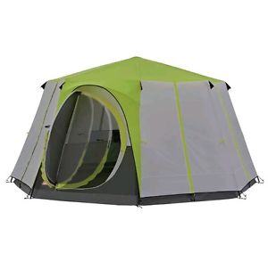 15¥bm    Coleman Cortes Octagon 8 Tent - Green with Convenient 2 wheel Carry Bag