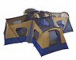 Blue/Tan Ozart Trail Base- 14 Person Cabin Tent w/4RM-4DRs Separate Exit/entry
