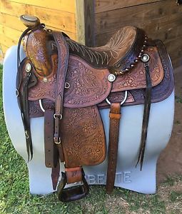 RARE Treasure! 1977 Tex Tan SilverStar Fully Tooled 16" Western Show Saddle MINT