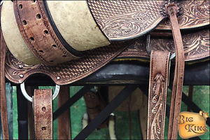 WD076MO-A HILASON BIG KING HIGH BACK WESTERN WADE RANCH ROPING COWBOY SADDLE 15"