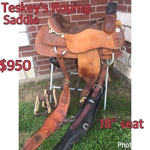 Pre-owned Teskey's Roping Saddle 18" Seat
