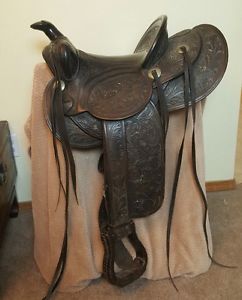 Vintage N. Porter Co Pheonix Arizona Black Leather Saddle Western