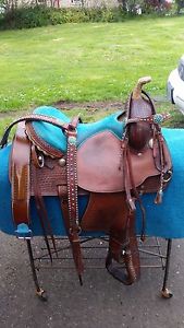 15" crates barrel saddle with matching Billy cook headstall and breast collar