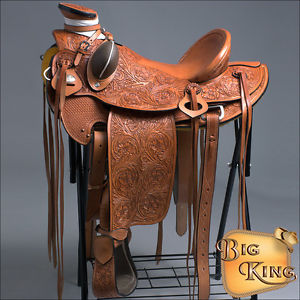 WD005OLWST-F HILASON BIG KING WESTERN WADE RANCH ROPING COWBOY TRAIL SADDLE 17