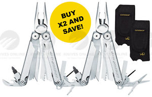 NEW LEATHERMAN 2 X WAVE STANDARD STAINLESS STEEL MULTITOOL + NYLON SHEATH SAVE!