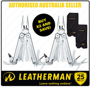 Leatherman 2 x WAVE Stainless Steel Multi Tool & Nylon Sheath *AUTH AUS DEALER*