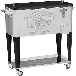 Harley Davidson 80 Quart Rolling Party Ice Cooler Patio Deck Motorcycle NO TAX