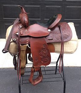Circle Y Park & Trail 14" Sunflower Mahogany Leather Suede Western Saddle