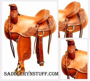 16" SHOWMAN ARGENTINA COW LEATHER WESTERN ROPING HARD SEAT SADDLE 5YR WARRANTY