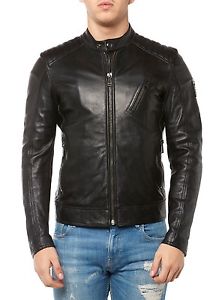 NUOVO BELSTAFF GIACCA GIACCA IN PELLE UOMO 71020539 V RACER BLUSA NERO UOMO
