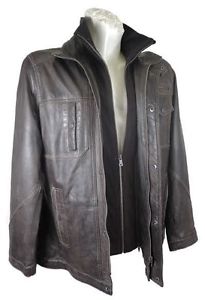 Milestone Giacca Di Pelle Uomo Vera Agnello Nappa marrone nuovo 5623