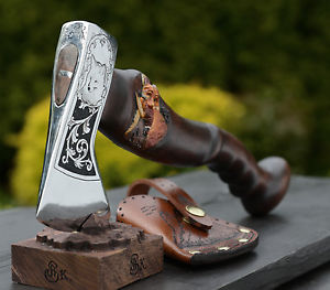 VINTAGE NORLUND HUDSON BAY HATCHET AXE TOOL ENGRAVED CARVED HANDLE SHEAT