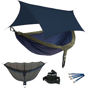 ENO DoubleNest OneLink Hammock System - Navy/Olive + Guardian SL & Navy Profly